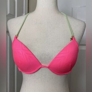Victoria’s Secret Womens Bikini Swim Top Size 32C Pink Padded